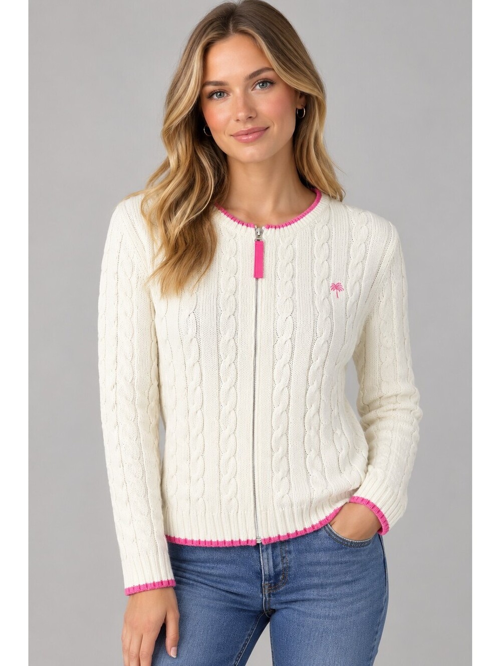 Lilly Pulitzer Cable Knit Zip Front Cardigan. Size S. Ret. $158